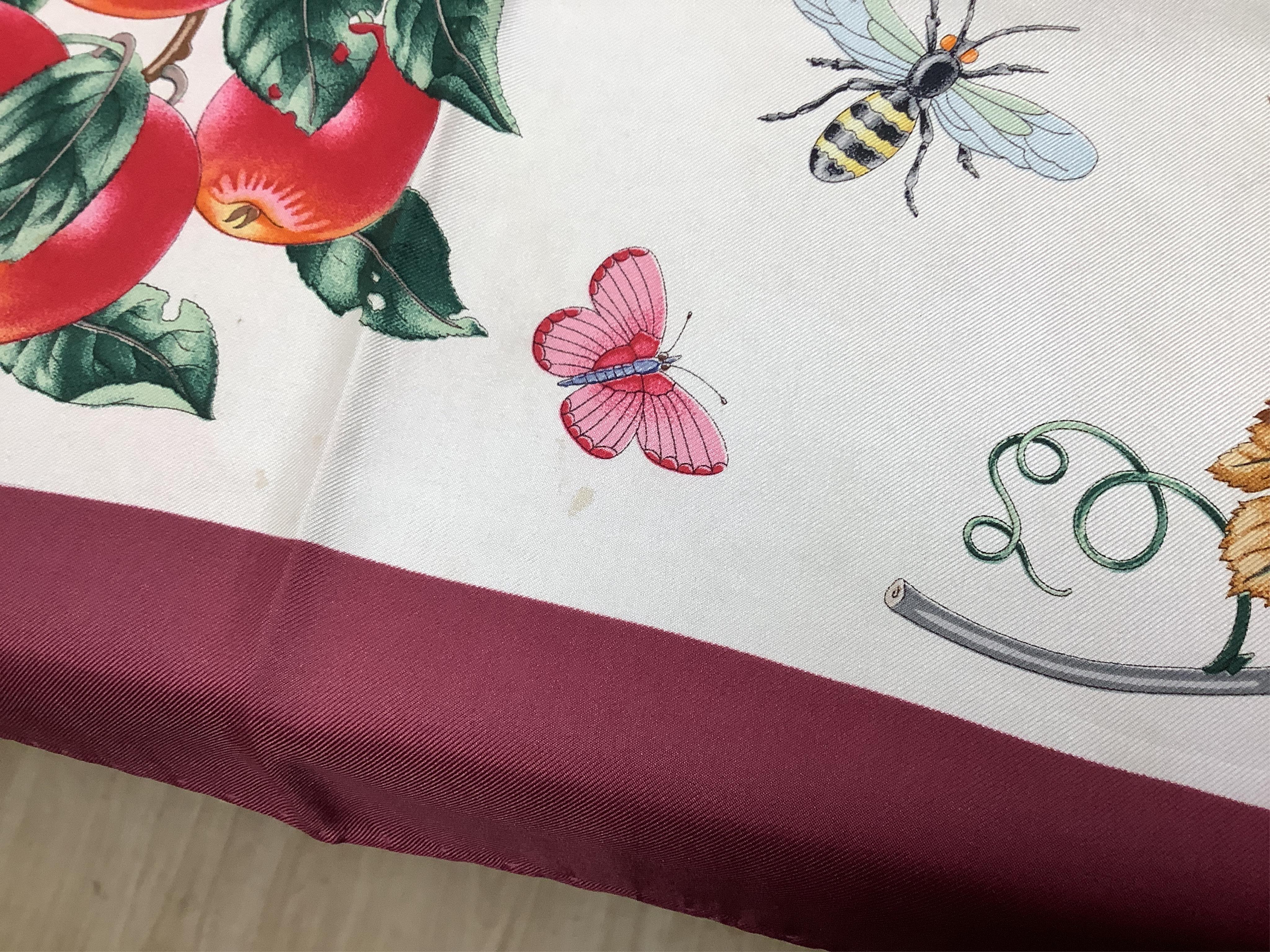 A Gucci Vittorio Accornero silk scarf with fruits and insects design, 87 x 86cm